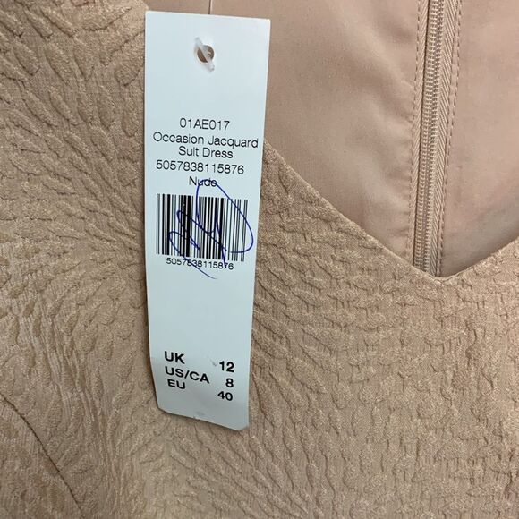 Long Tall Sally Peachy Nude Floral Embossed Sleeveless V-Neck Occasion Dress 8 - Picture 9 of 15